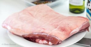 Cookup: The raw slab of Aussie pork belly.